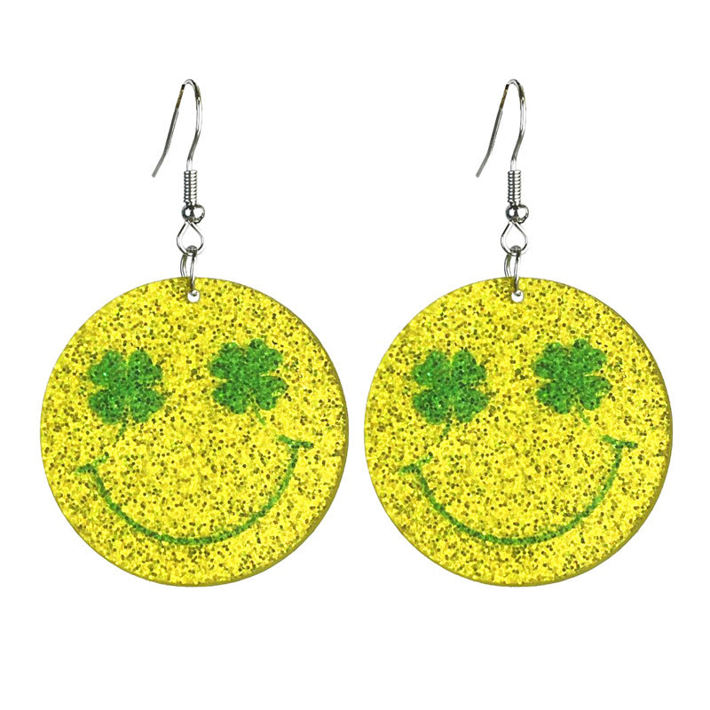 Wholesale 2 pairs/pack St. Patrick's Green Sparkling Acrylic Element Earrings ACC-ES-HY220