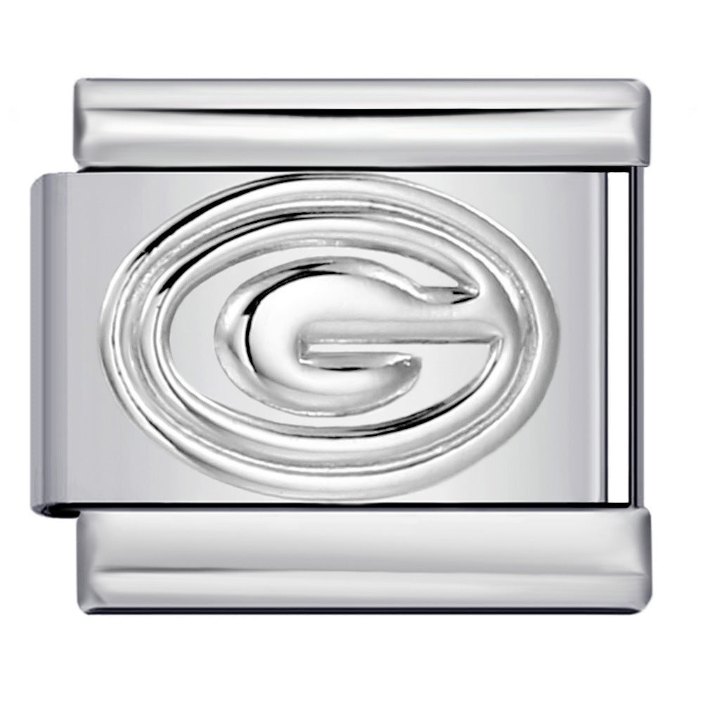 Wholesale  Italian modular  Convex silver stamped pattern DIY titanium steel bracelet