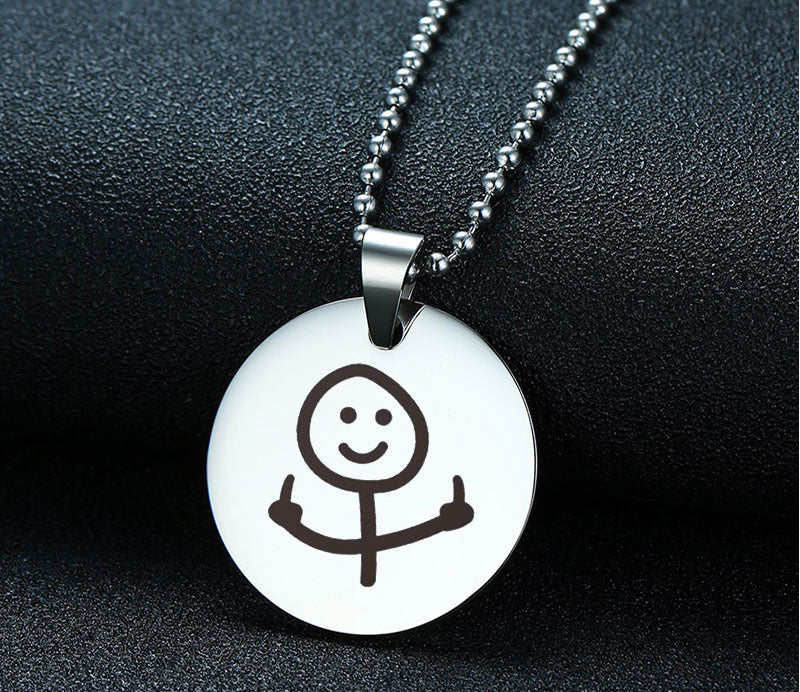 Wholesale Stainless Steel Funny Graffiti Stickman Keychains Necklace