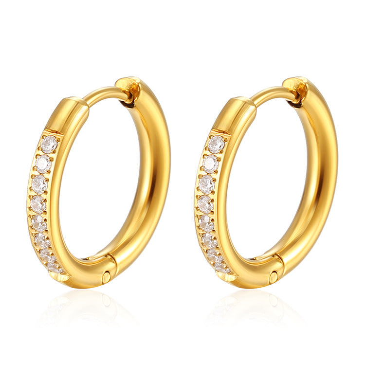 Wholesale European Style Stainless Steel Diamond Earrings - Boutique Jewelry Accessory for Party Wear