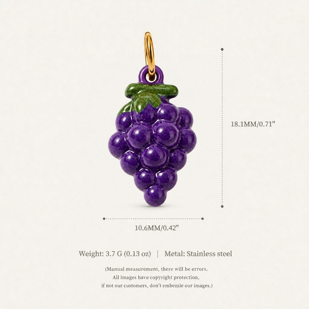 Wholesale Stainless Steel Fruit Pendant Necklace Banana Grape Charm Fashion Jewelry Accessory Gift