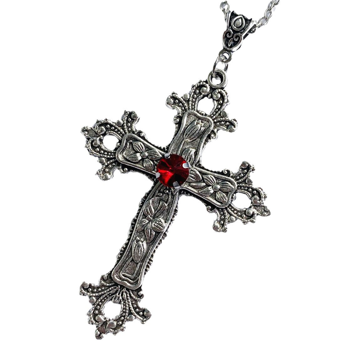 Wholesale Creative Flower Pattern Cross Diamond Necklace
