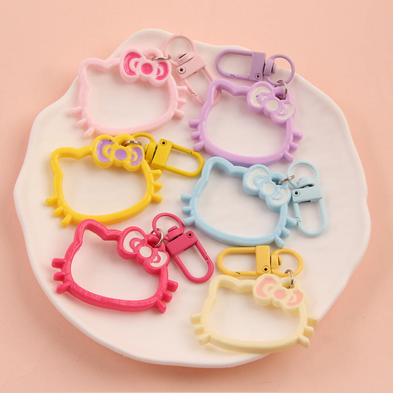 Wholesale Hollow Cartoon Cat Head Keychain Pendant - Trendy Bag Charm Decorative Accessory for Gift Resale