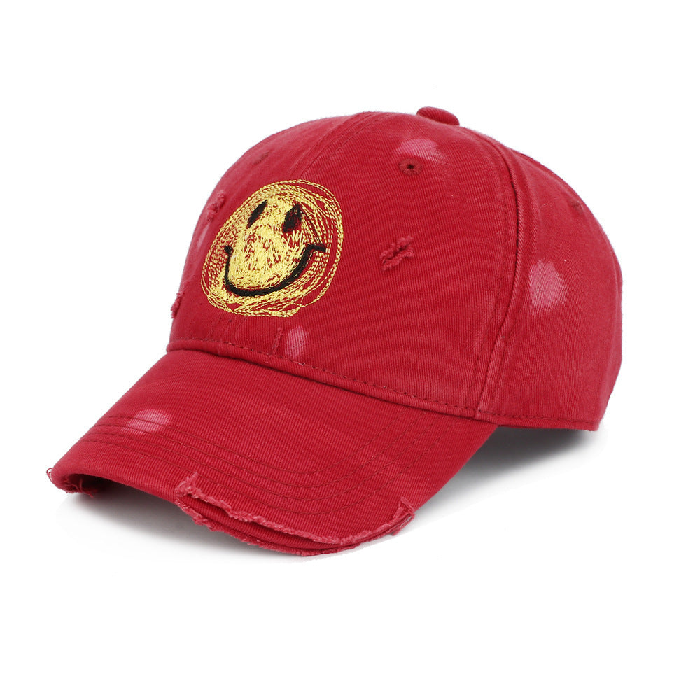 Wholesale Cute Smiling Face Ripped Cotton Baseball Cap ACC-HT-RongZhao032