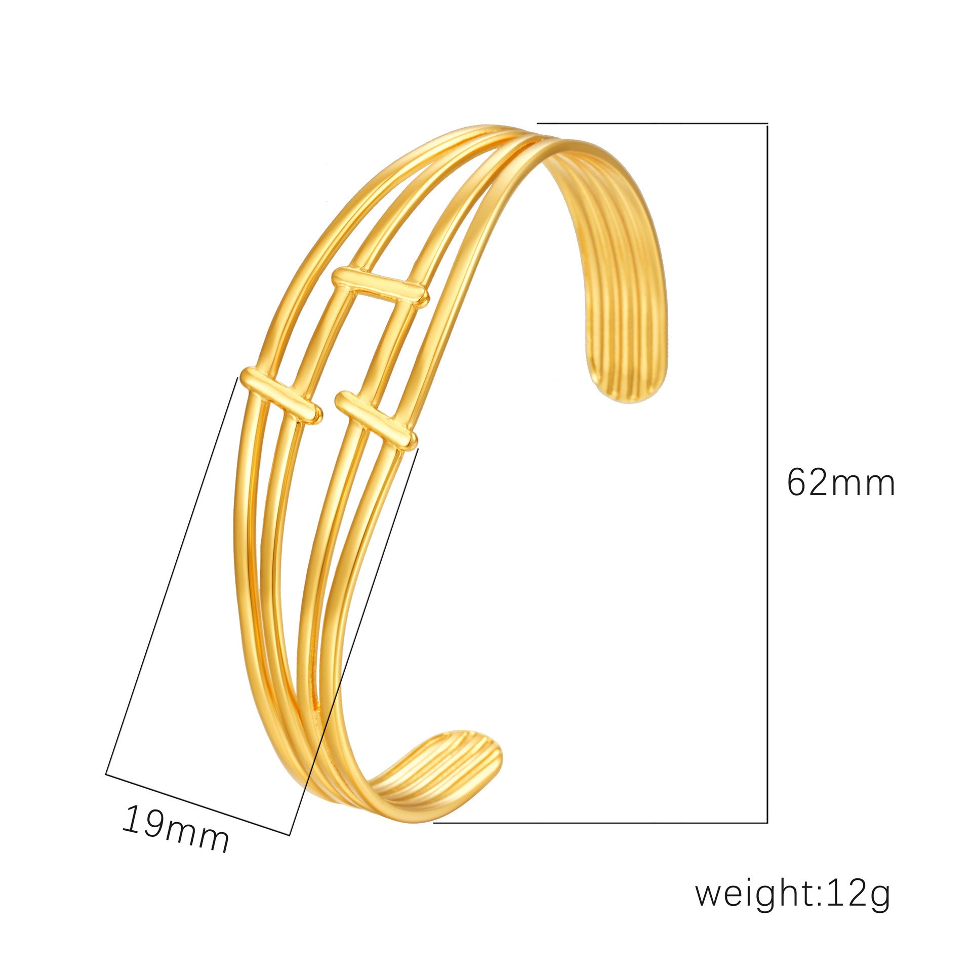 Wholesale Stainless Steel Open C Shape Bangle 18K Gold Plated Fashion Jewelry for Gift Boutique Resale