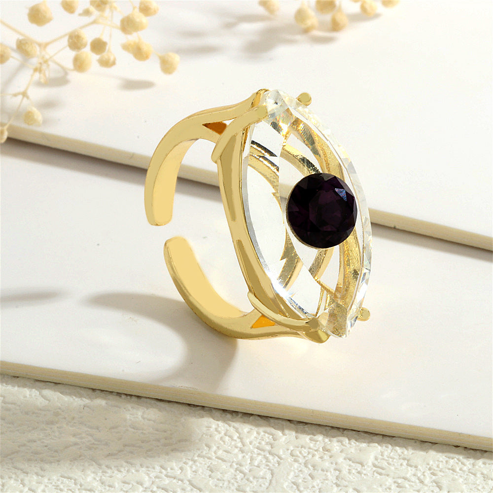 Wholesale Glass Evil Eye Ring for Women,  Opening Adjustable Geometric Design,  Trendy Jewelry Accessory for Everyday Wear or Boutique Resale