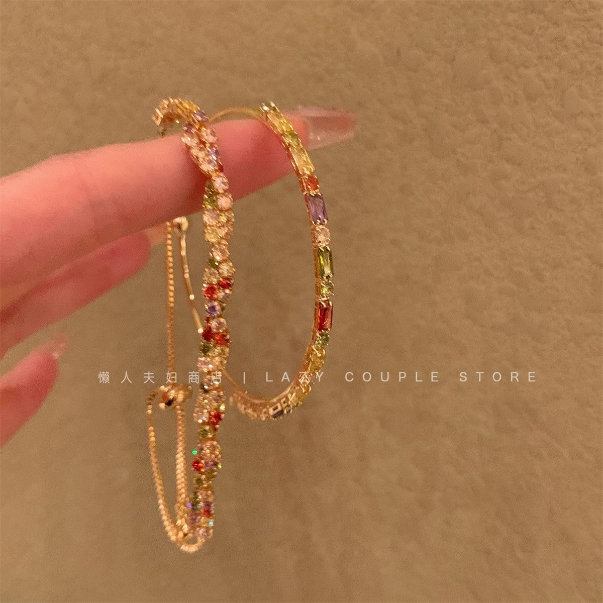 Wholesale Copper Electroplated Gold Geometric Zircon Bracelet Women' s Jewelry Accessory