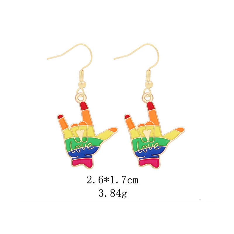 Wholesale LGBT Pride Month Rainbow Alloy Earrings ACC-ES-BinLi002