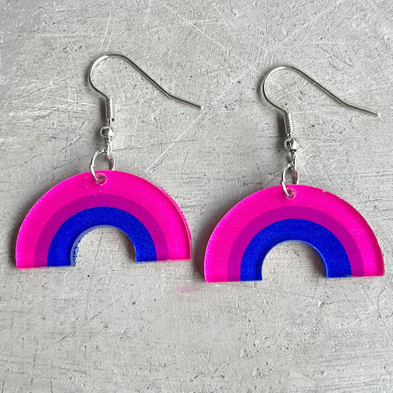 Wholesale 2 Pairs/pack LGBT Rainbow Geometric Shape Acrylic Earrings