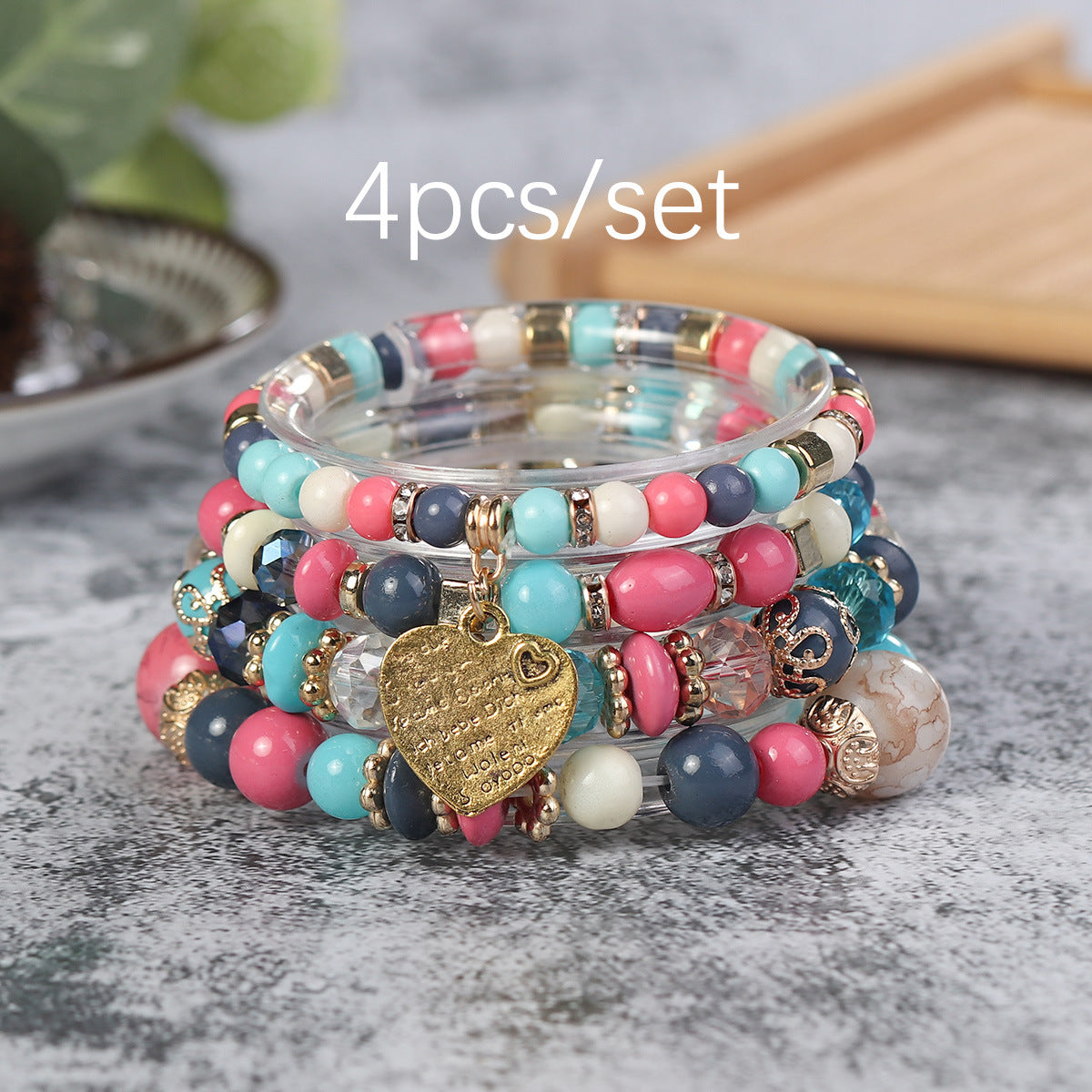 Wholesale Bohemian Retro Ethnic Style Heart Pendant Bracelet ACC-BT-Lijie004