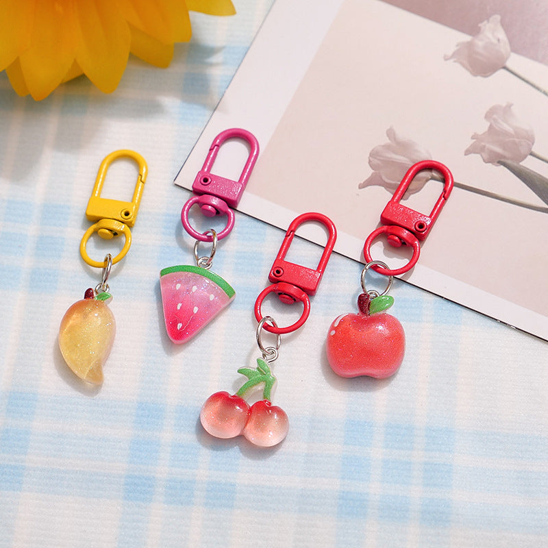 Wholesale Pastoral Style Resin Fruit Keychain Backpack Pendant Trendy Fashion Accessory Gift