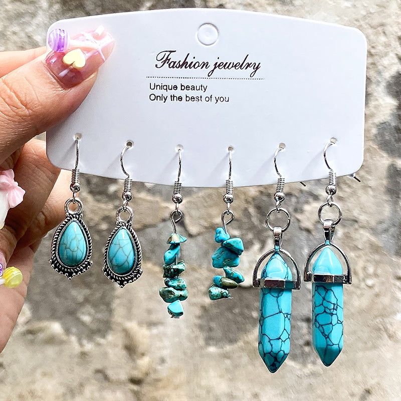 Wholesale Retro Chinese Style Alloy Turquoise Necklace,  Fashion Jewelry Accessory for Boutique Resale