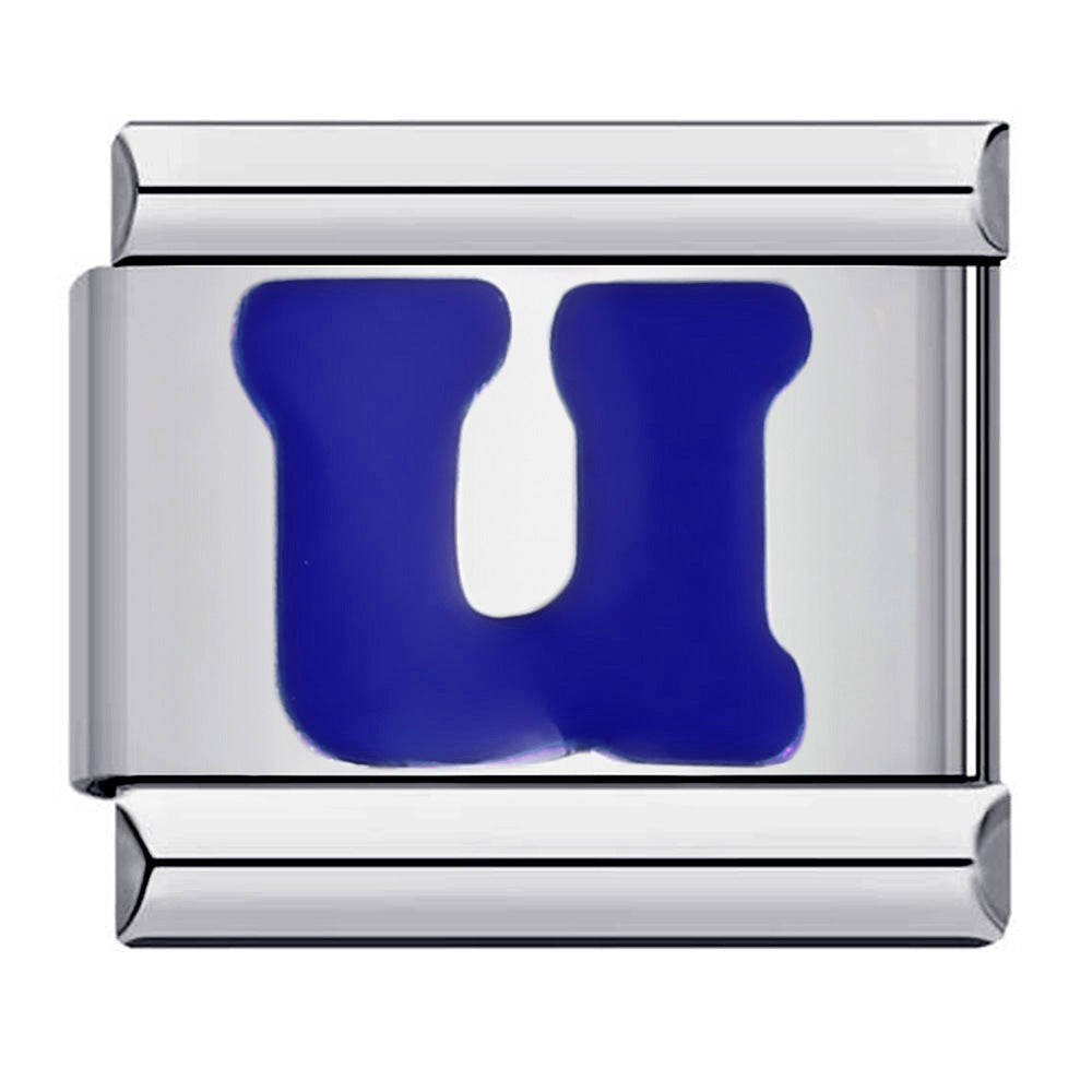 Wholesale Italian Charm Bracelet 9mm DIY Splicing Removable Blue English Letters Stainless Steel Composable Bracelet