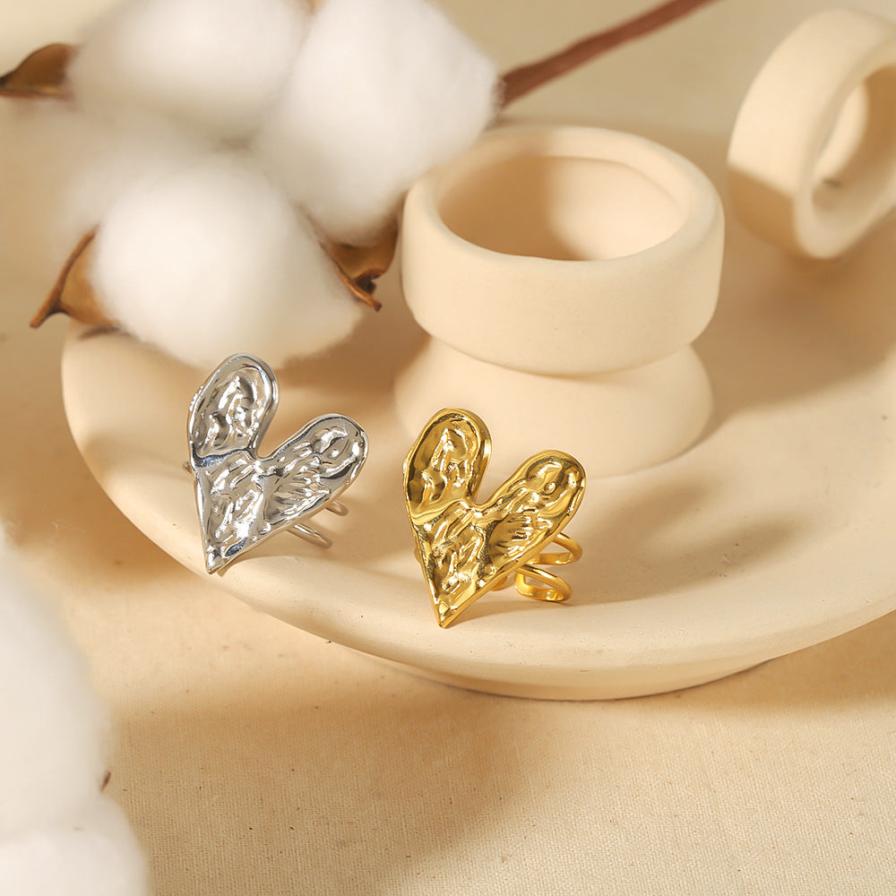 Wholesale Vintage 18K Gold Stainless Steel Lava Love Jewelry Set Hearts Rings Titanium Rings ACC-RS-LiQuan001