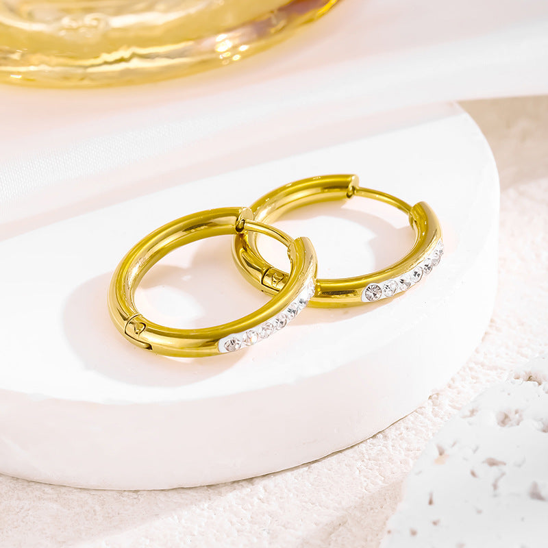 Wholesale 18K gold-plated copper earrings set with zircon