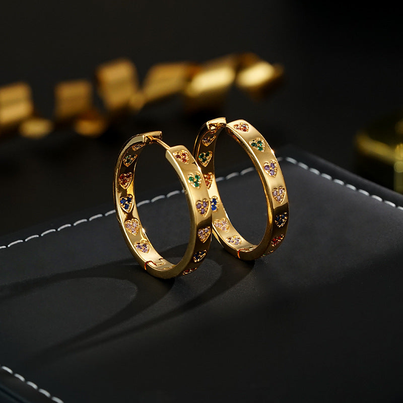 Wholesale Zircon Super  Loving Heart-shaped Earrings