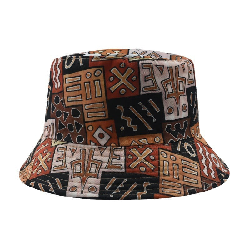 Wholesale Retro Pattern Printed Bucket Hat Double Sided Basin Hat ACC-HT-DaQi001