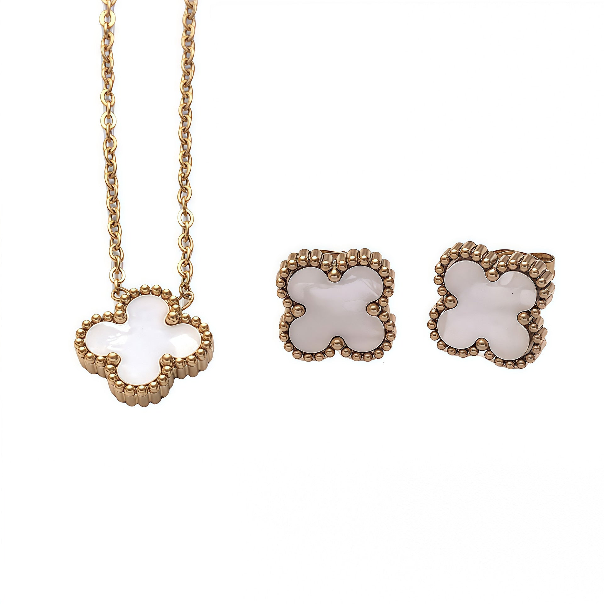 Wholesale Four-Leaf Clover Stainless Steel Necklace Trendy Jewelry Accessory for Boutique Resale ACCVIP