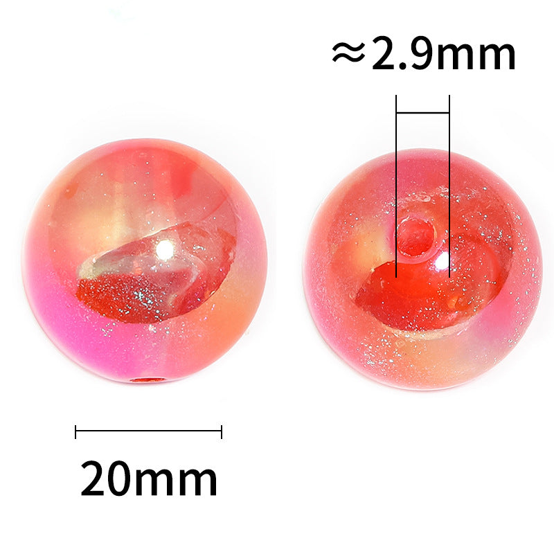 Wholesale Random 50pcs 20mm UV Plated Cracked Round Beads Acrylic Beads Diy Accessories ACC-BDS-BLG050