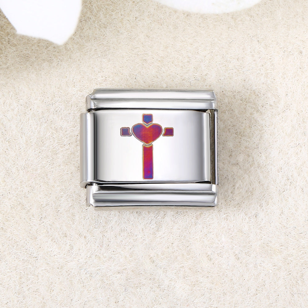 Wholesale  Italian Charm Bracelet 9mm DIY UV laser Creative Stainless Steel Composable Bracelet