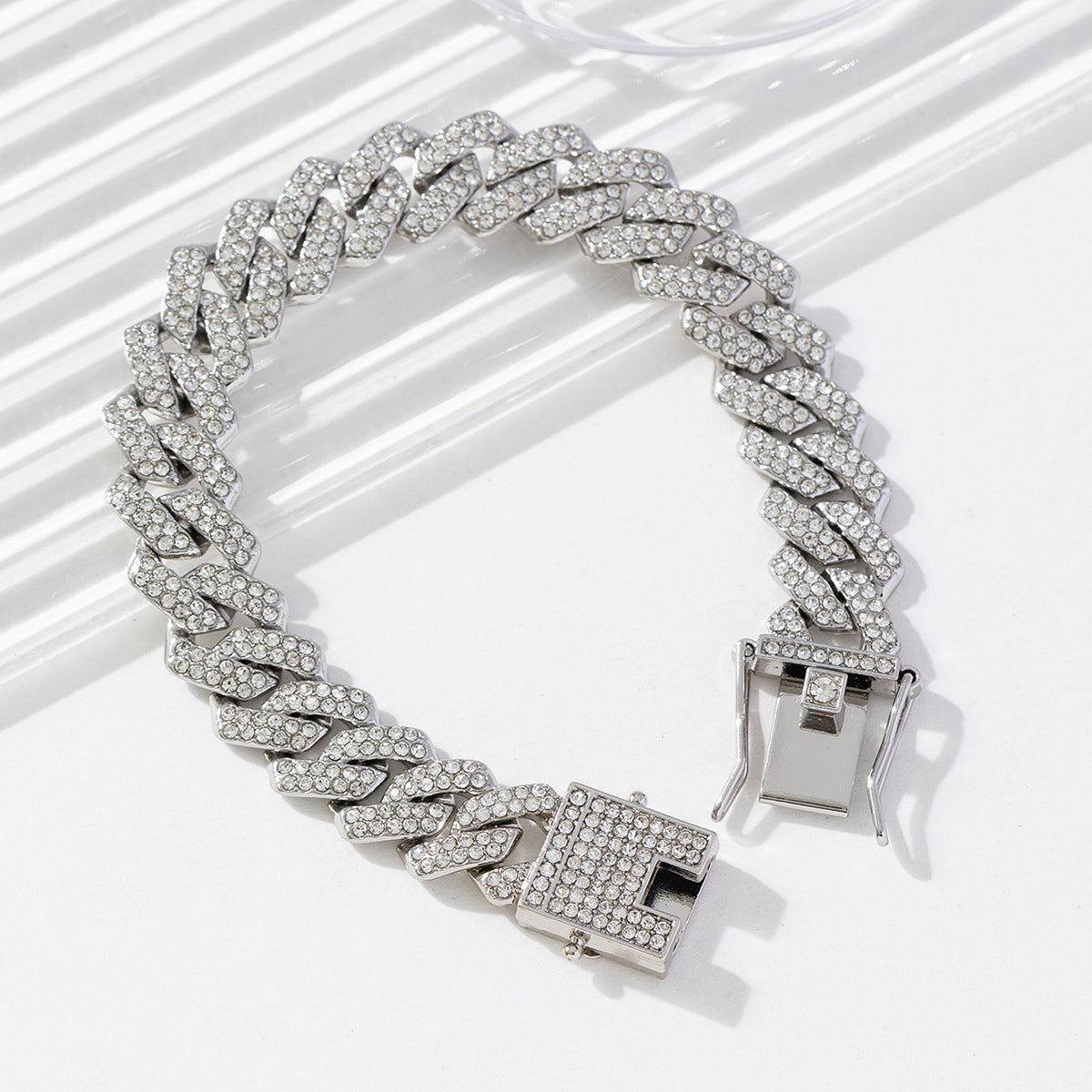 Wholesale Hip-hop Style Bracelet 12mm Alloy Full Diamond Cuban Chain Men's Bracelets ACC-BT-MeiWeite001
