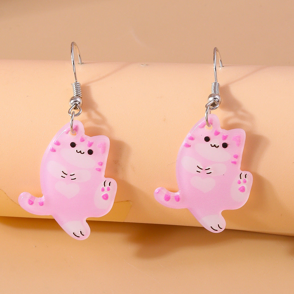 Wholesale Pink Animal Ear Hook Cat Earrings