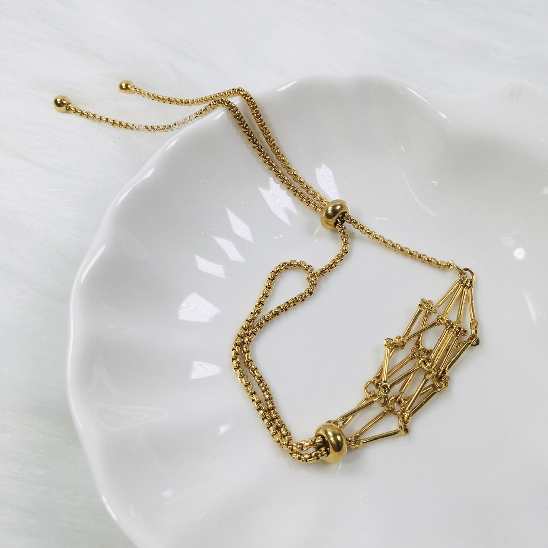 Wholesale Adjustable Replacement Crystal Metal Bamboo Hand Woven Mesh Bracelet ACC-BT-RongGuan002