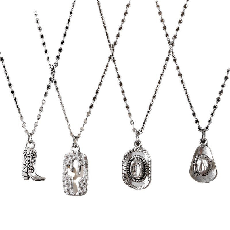 Wholesale  Western Cool Punk Denim Style Necklace