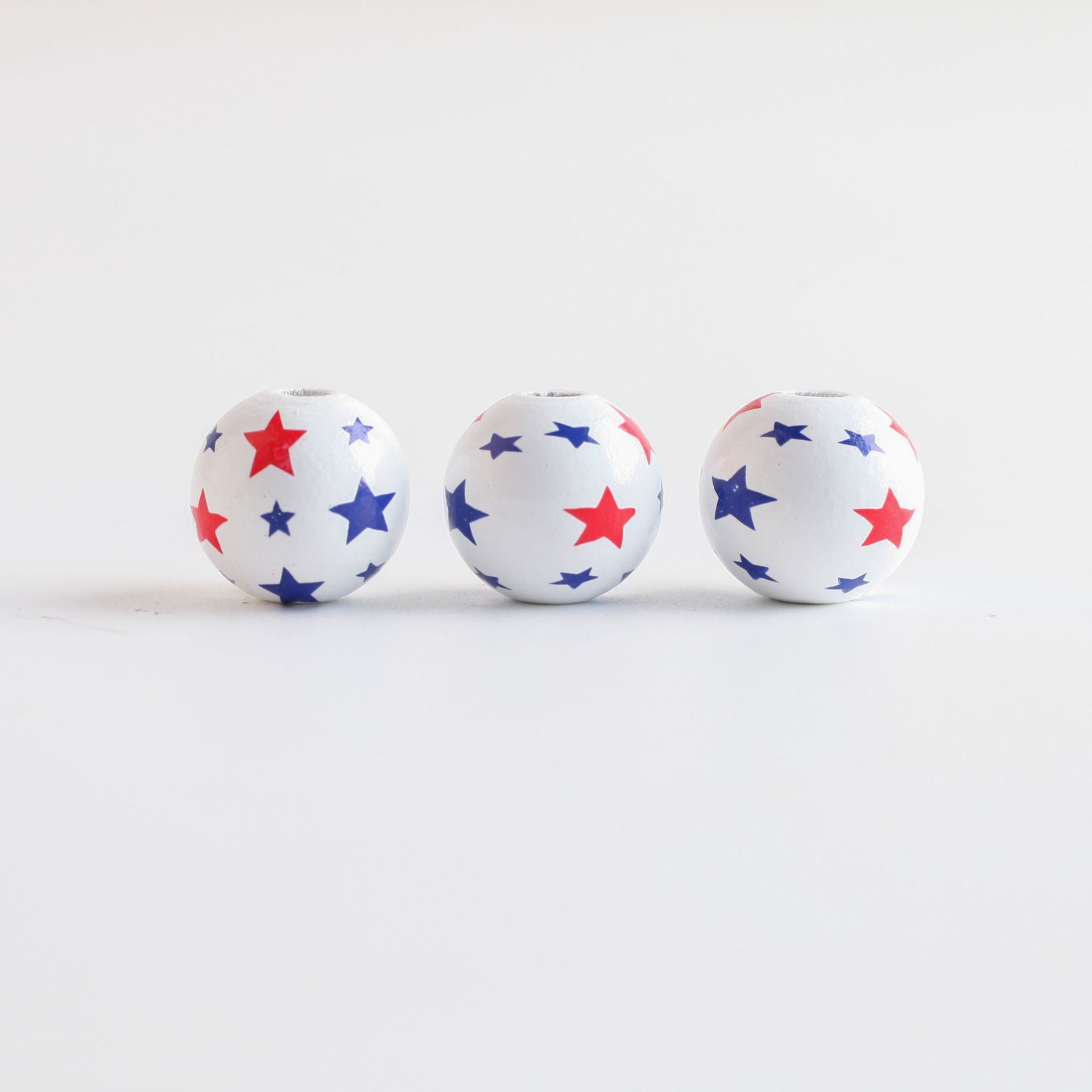 Wholesale 10pcs 16mm American Independence Day Wooden Beads Garland Printed Beads ACC-BDS-DianJin001