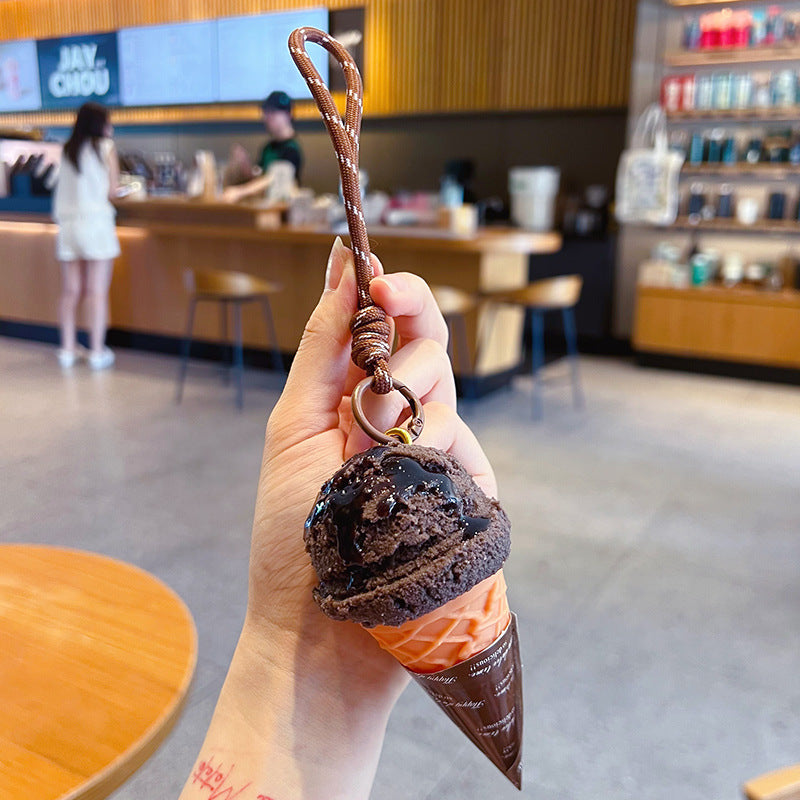 Wholesale Simulated Ice Cream Cone Keychain,  Chic Decorative Bag Charm Gift