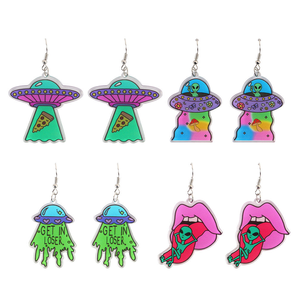Wholesale Acrylic UFO Earrings – Punk Style Fashion Accessory for Boutique Resale