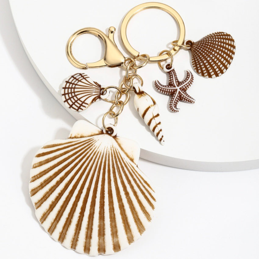 Wholesale Resin Starfish Seashell Ocean Series Keychain Pendant Fashion Bag Charm Wedding Gift