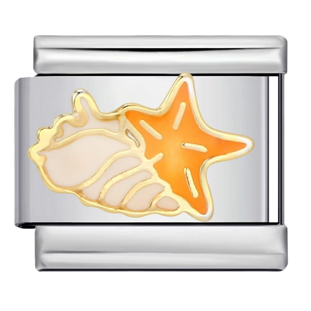 Wholesale Italian Charm Bracelet 9mm DIY Splicing Ocean Beach Stainless Steel Composable Bracelet