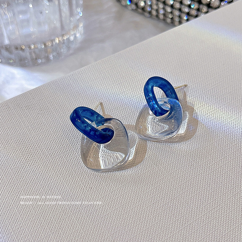 Wholesale Blue Acrylic Transparent Geometric Earrings