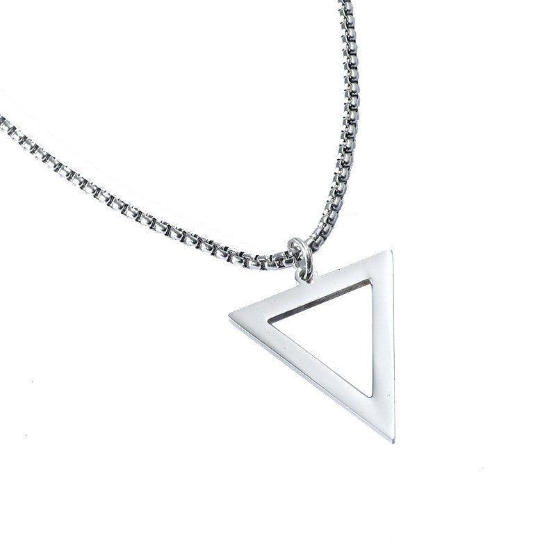 Wholesale Titanium steel black triangle necklace