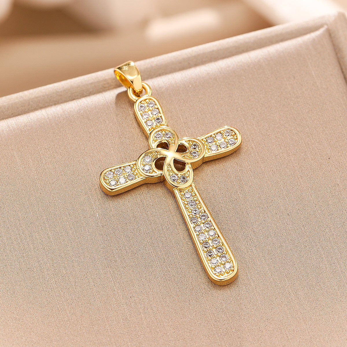 Wholesale Copper Inlay Zircon  Chain Cross Necklace