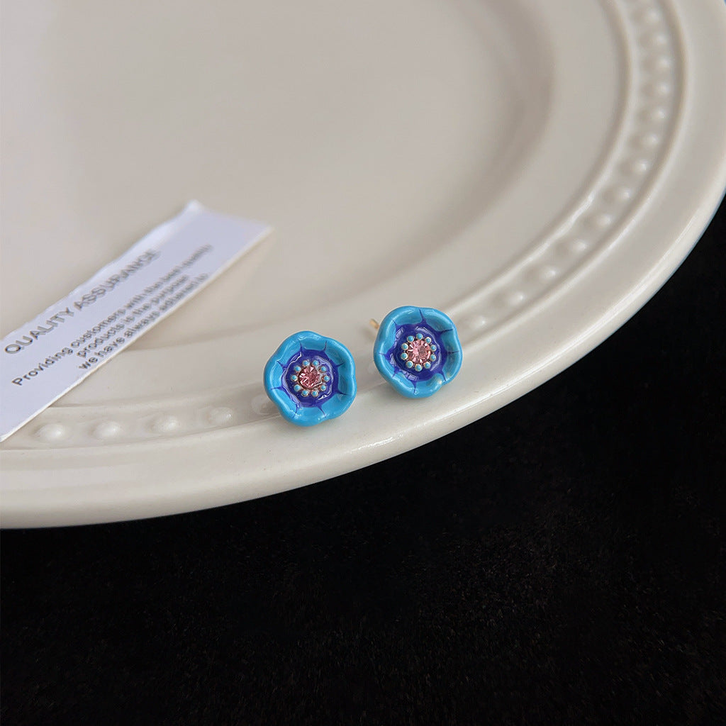 Wholesale Blue oil-drop retro earrings