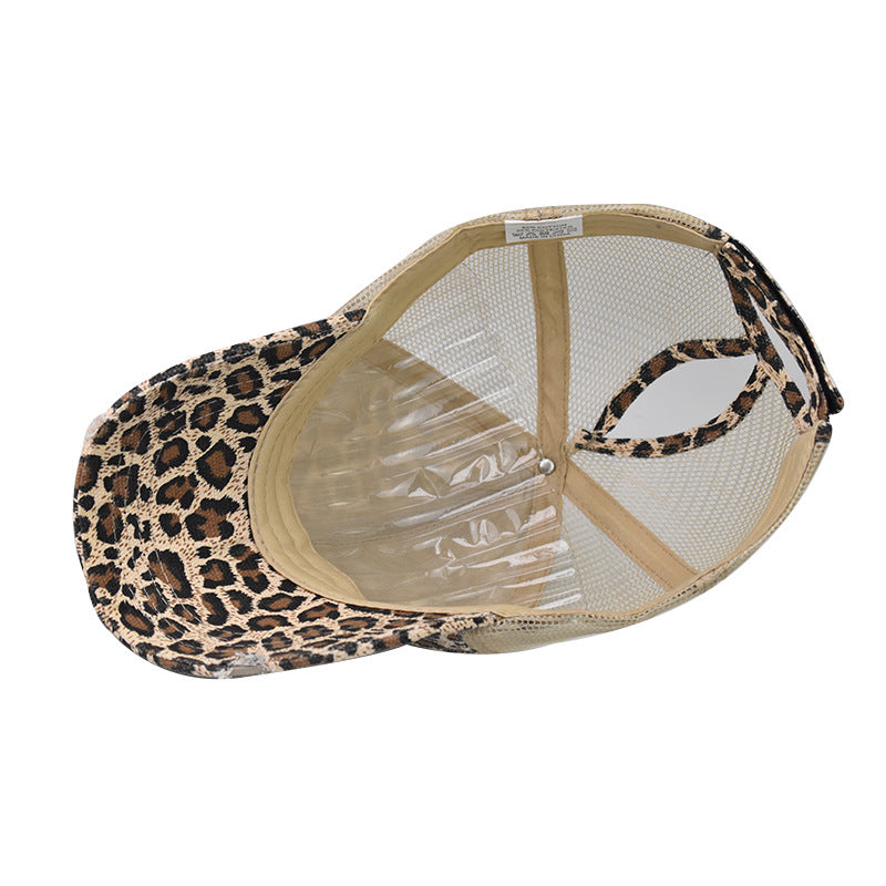 Wholesale Washed Leopard Print Ponytail Baseball Caps Hat ACC-HT-ErXu011