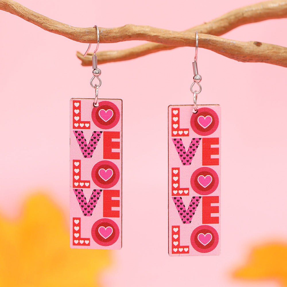 Wholesale  Love Truck Love Letter Printed Ear Hook Earrings