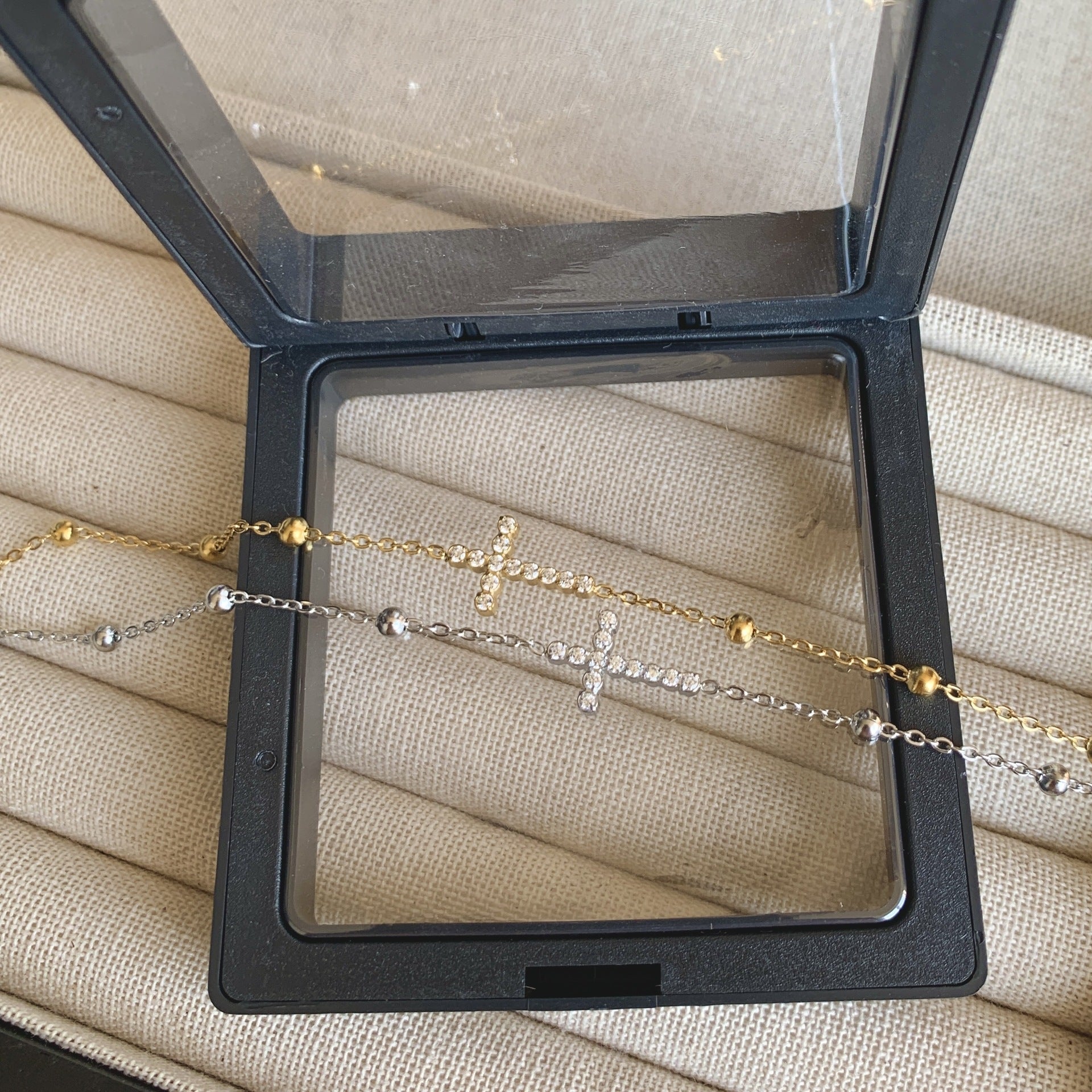 Wholesale Titanium Steel Cross Pendant Bracelet For Women Zircon Stones Everyday Wear Fashion Accessory