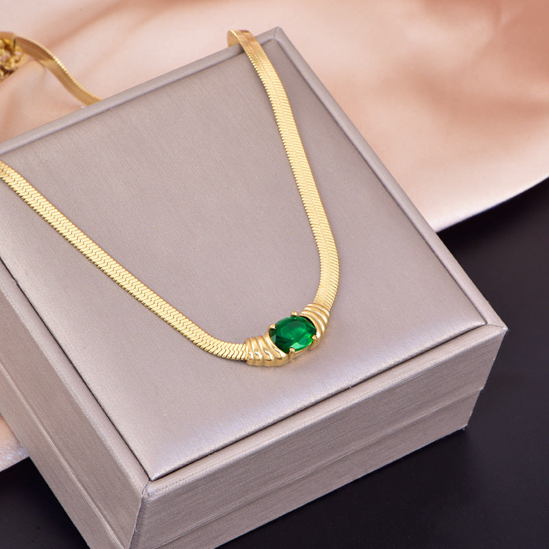 Wholesale Oval Smiley Face Pendant Titanium Steel Necklace