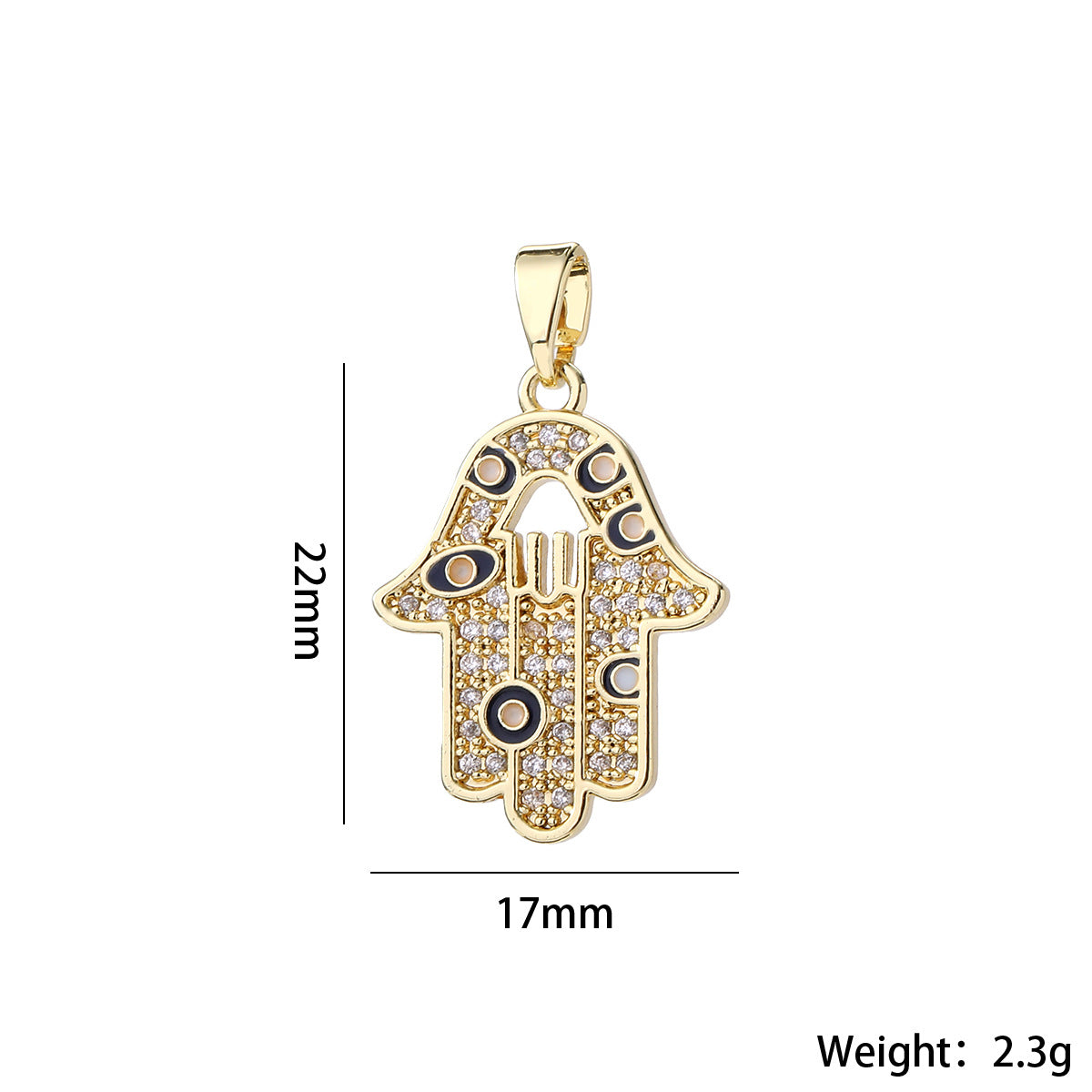 Wholesale Gold Tone Evil Eye Hamsa Hand Pendant Micro Zircon DIY Necklace Charm For Jewelry Making Boutique Resale