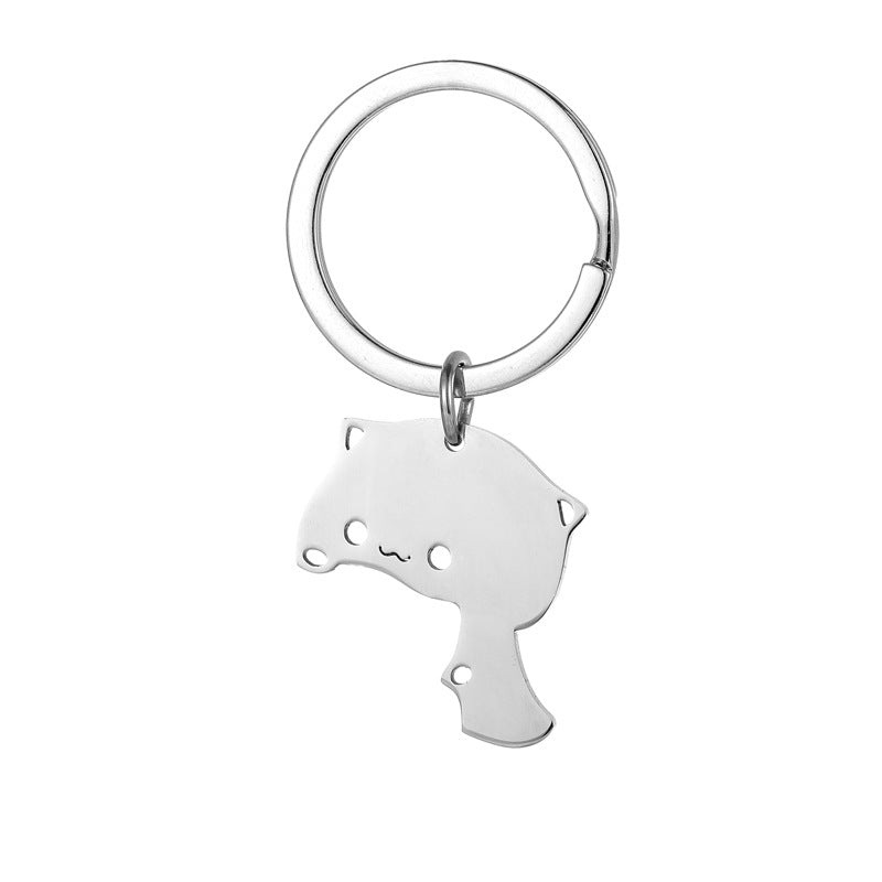 Wholesale Titanium Steel Keychain Cartoon Splicing Cat Keychains ACC-KC-Chuno004