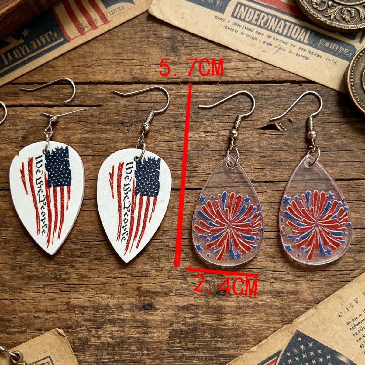 Wholesale American Flag Fireworks Acrylic Drop Earrings for Women Party Fashion Accessory
