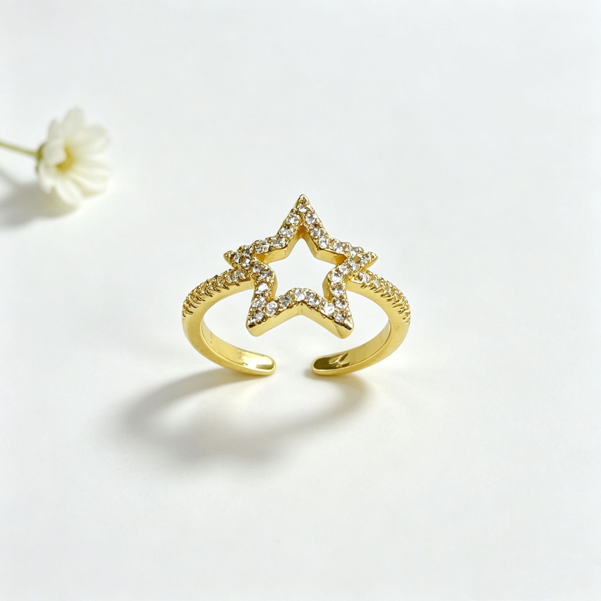 Wholesale 18K Gold Plated Brass Star Open Ring Chic Adjustable Women S Jewelry Accessory For Everyday Wear Gift