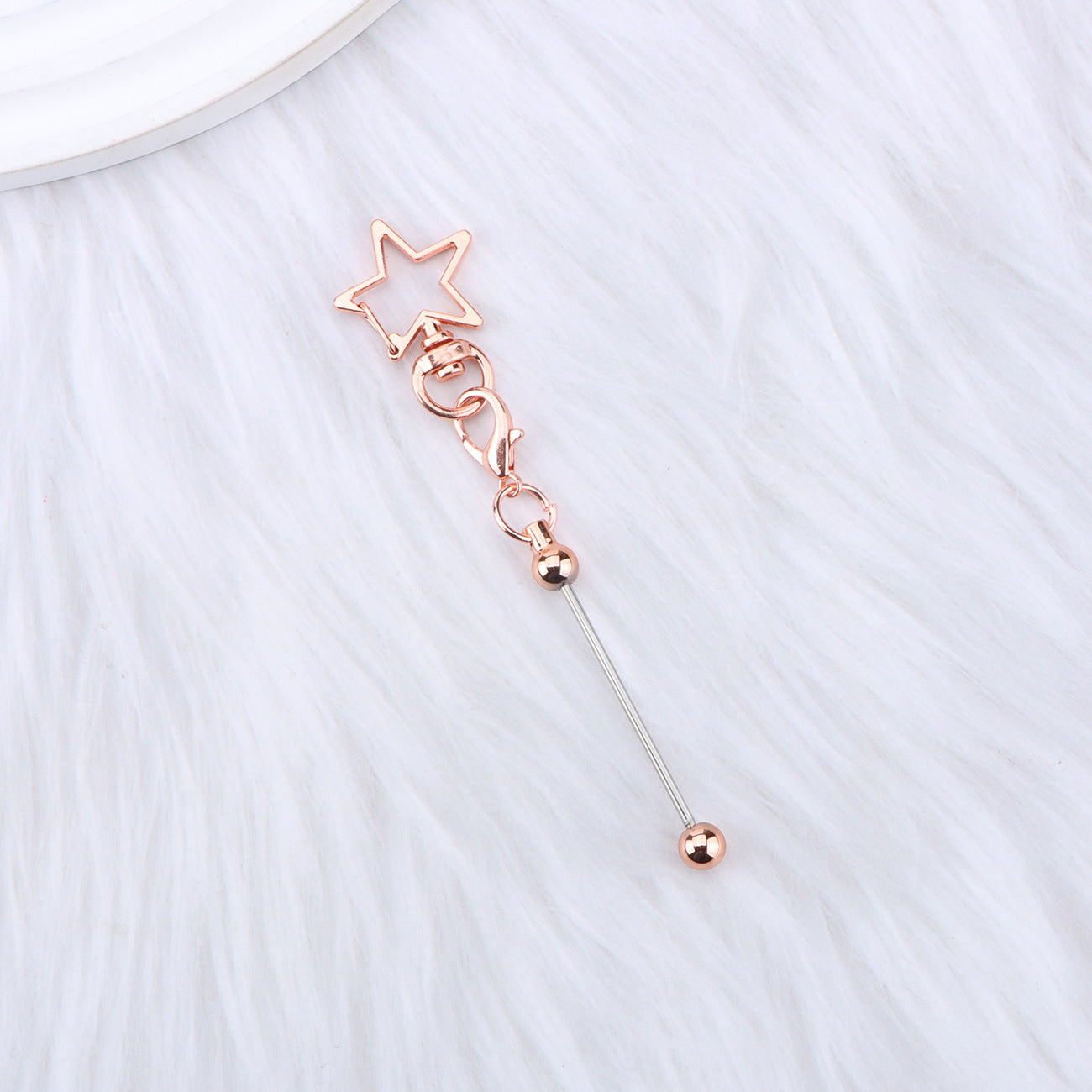 Wholesale Creative DIY  Five-Pointed Beadable  Keychain