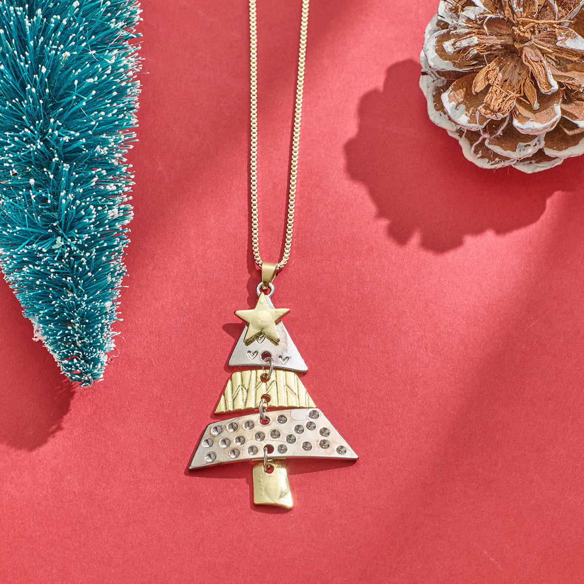 Wholesale Christmas Star Pine Tree Necklace