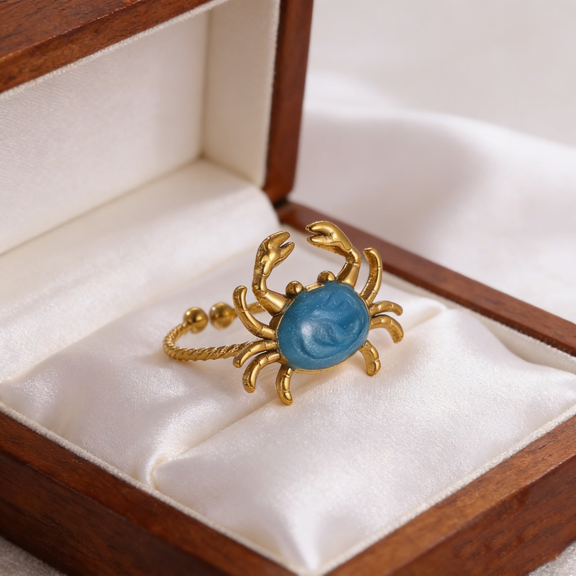 Wholesale Crab Shaped Open Ring Drip Oil Stainless Steel Fashion Accessory Gift