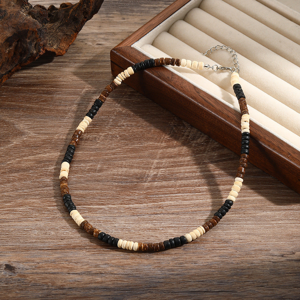 Wholesale Bohemian Coconut Shell Wood Beaded Necklaces ACC-NE-ZhuJi001