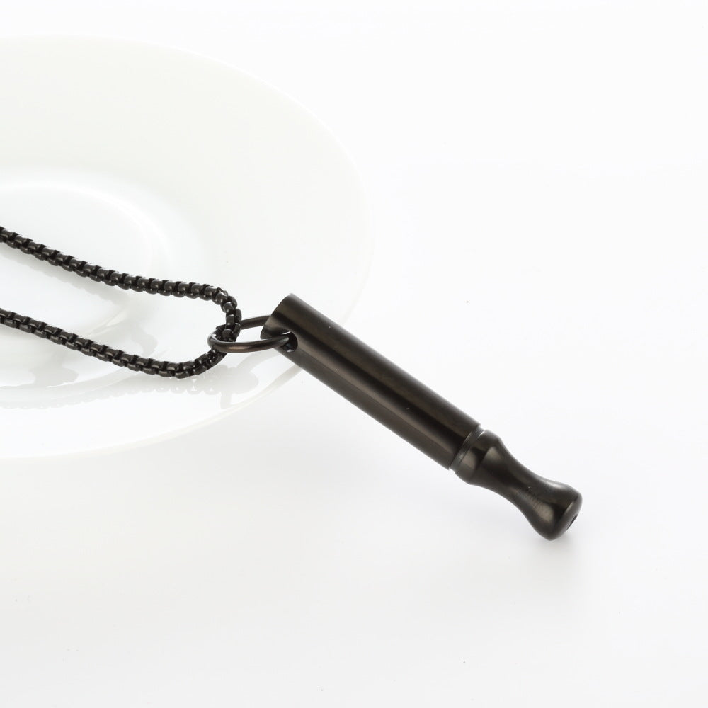 Wholesale Yoga Meditation Stress Relief Whistle Stainless Steel Necklace ACC-NE-QinShi001